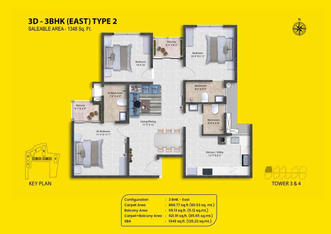 3 BHK Floor Plan 4